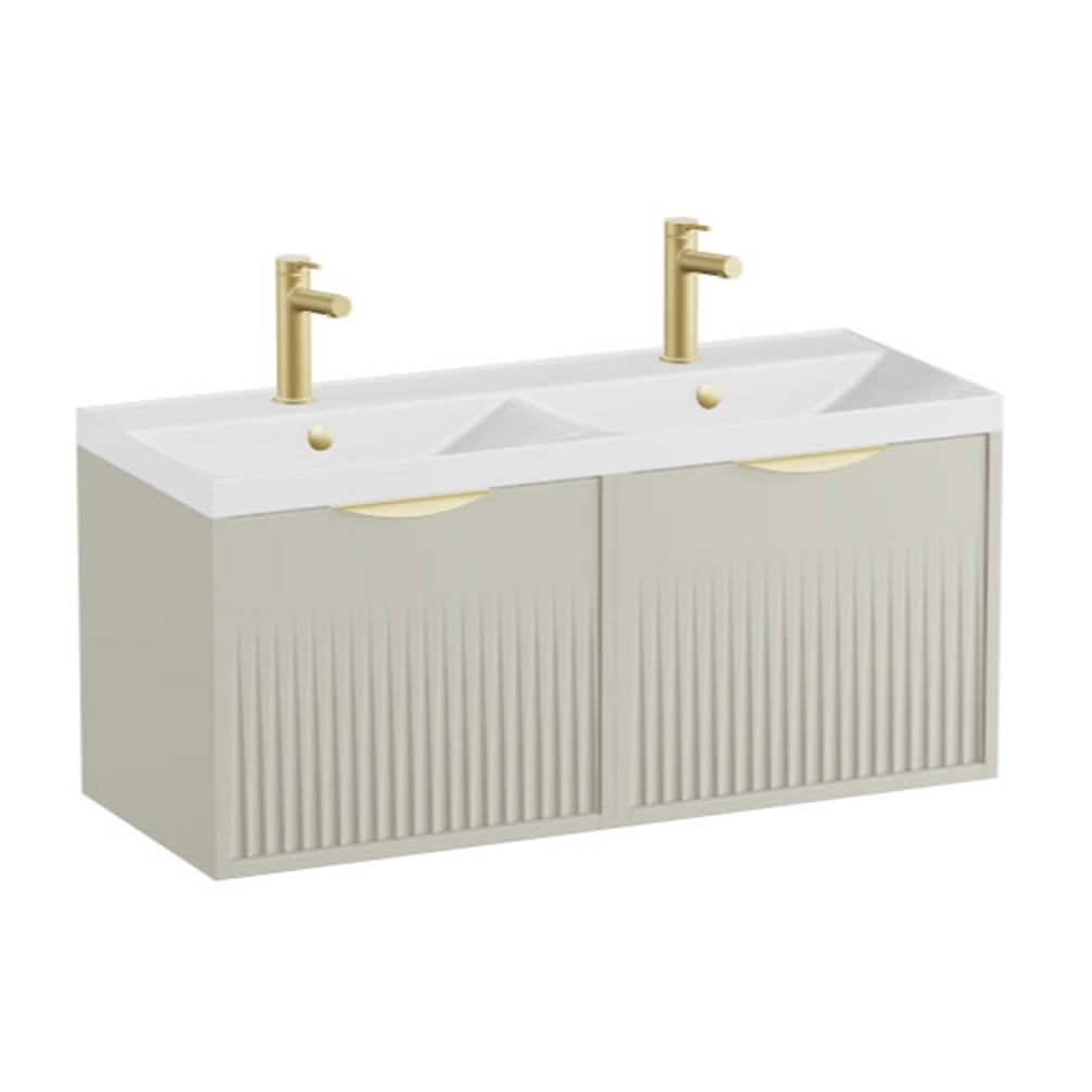Vado Safari Fluted 1000mm Cashmere Wall Hung Vanity Unit & Gloss Basin
